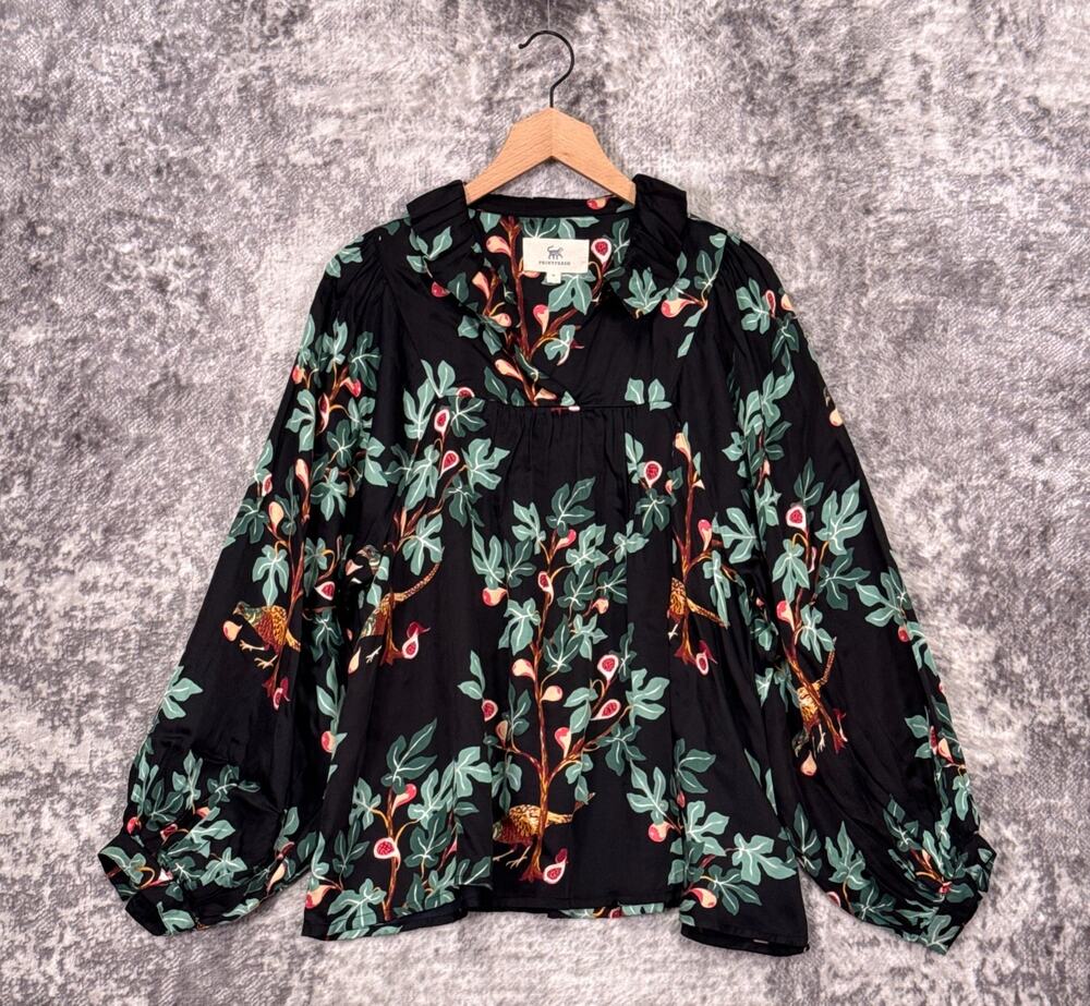 Printfresh Finley Blouse Medium Womens Pheasant & Fig Print Silky
